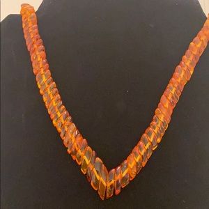 Amber Tone Spiral Bead Necklace - Orange